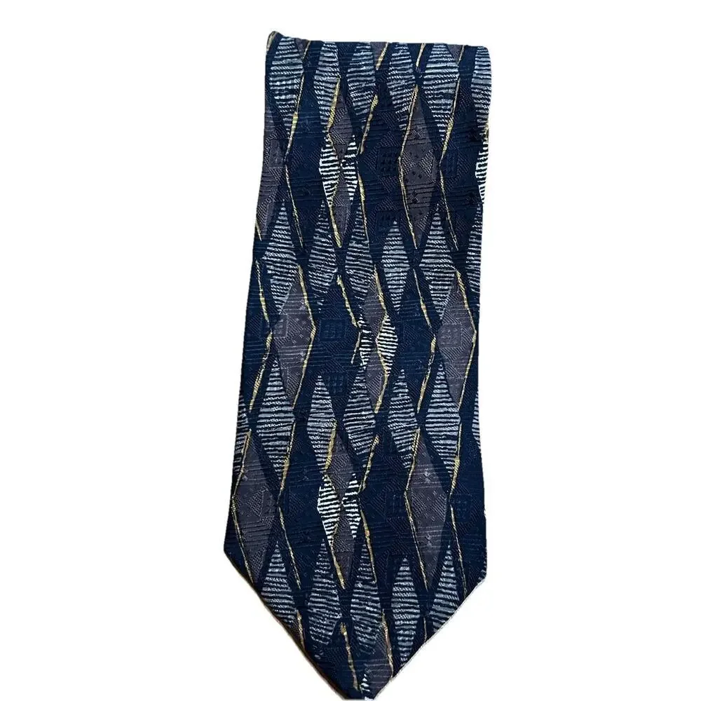 JZ Richards Edward's Michigan Silk Tie Hand Made USA Geometric Diamond Vintage